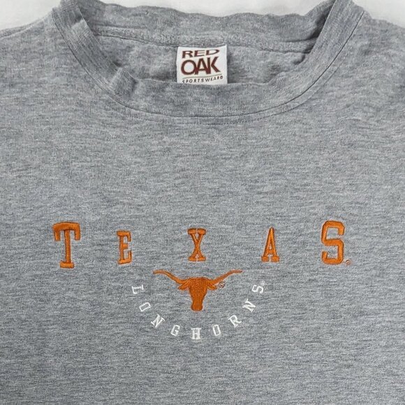 VTG Texas Longhorns Gray Orange Embroidered Crewneck Sweatshirt Side Slits - Picture 2 of 6